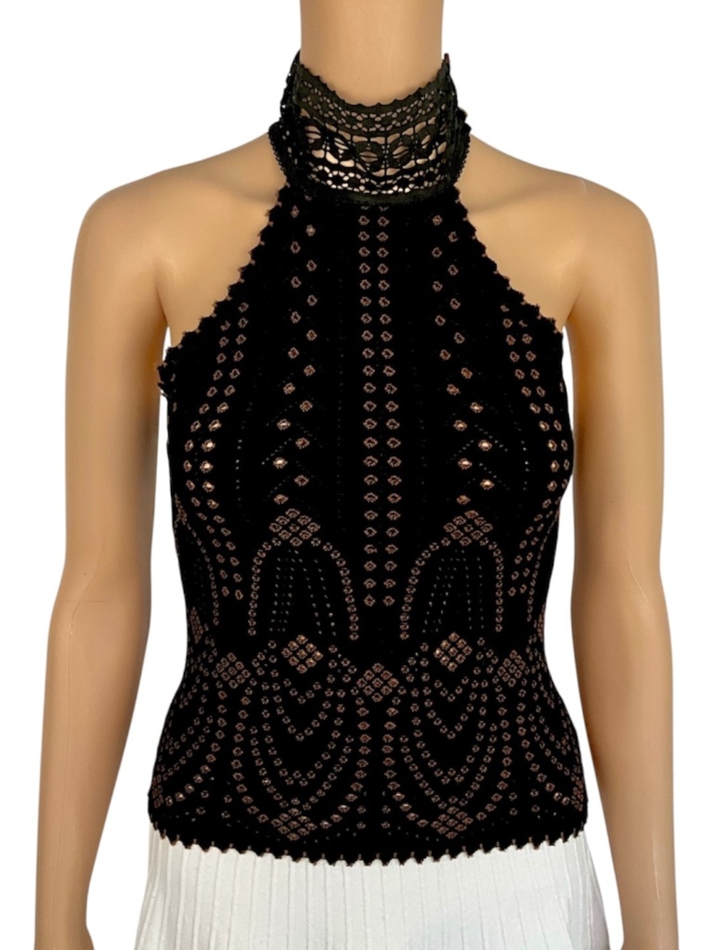 Adam Jones Paris Lace Halter Top Black Size S
